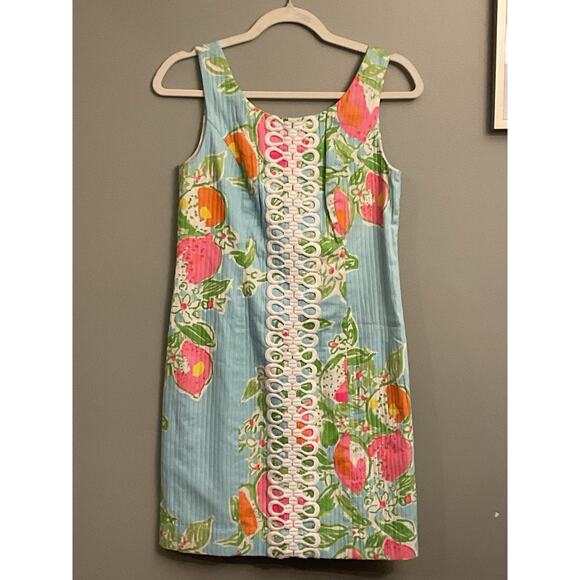 LILLY PULITZER CATHY SHIFT POOL BLUE PINK LEMONADE 100% COTTON SZ 00 $168 MSRP - Picture 3 of 8